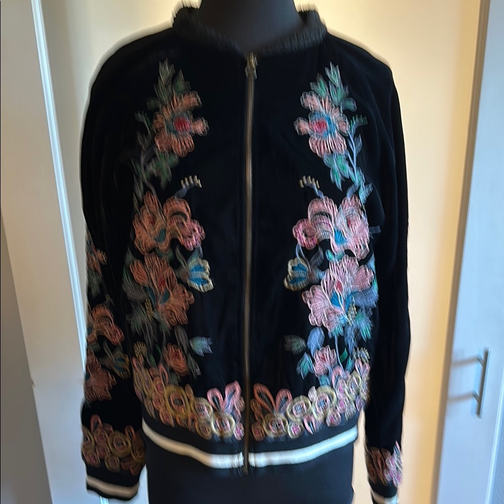 Floral Embroidered Black Jacket